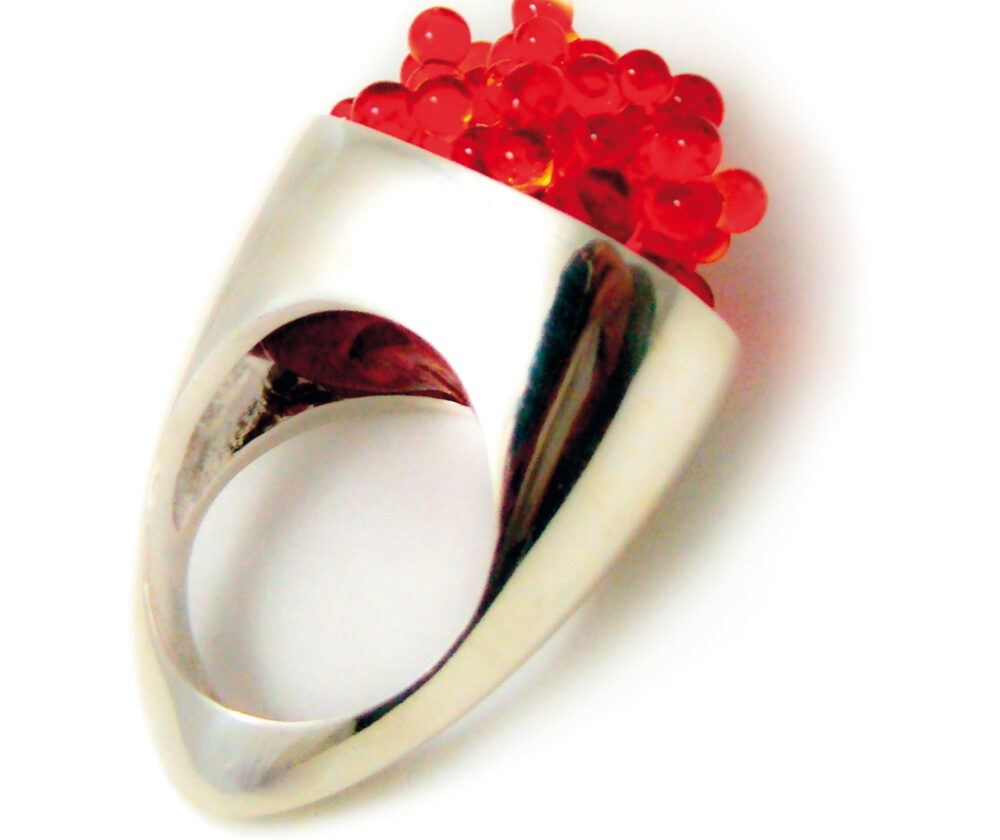 Bague caviar Bague en argent et verre filé chalumeau Caviar